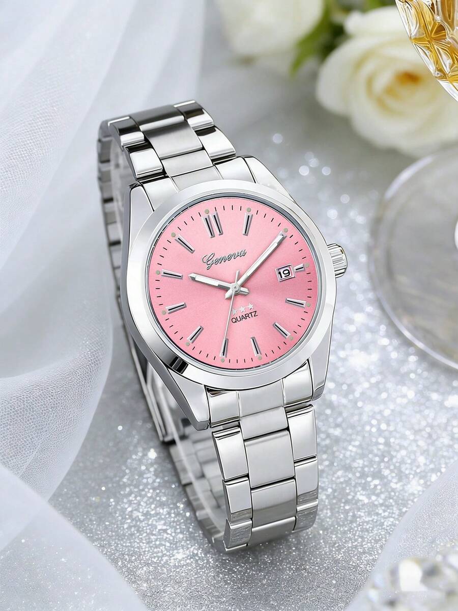 Alloy Strap Calendar Men's Watch, Single Watch Without Box, Suitable For Sports, Business, Casual Wear, Successful Individuals - Silver - View 1