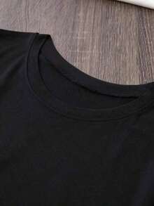Under The RadarCamiseta de Anime Cyberpunk para Chicas, 100% Algodón, Estampado de un Solo Lado, Cuello Redondo, Manga Corta-Vintage Street Style Unisex Loose Cotton Short Sleeve Crew Neck T-Shirt - Negro - Ver 5