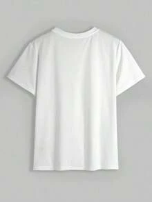 Women's Short-Sleeved T-Shirt With  Face Print, Summer - 白色 - 查看 2