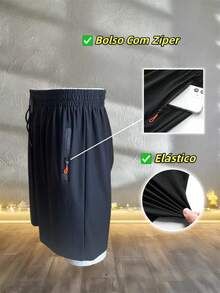 Kit Of 3 Men's Bermuda Shorts, Imported Men's Polyamide, Cool Silk Finish, Elastane, Casual, Quick-Drying. - 墨綠色 - 查看 7