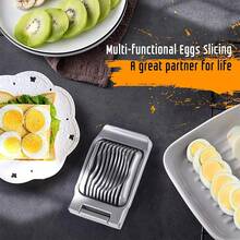 Cortador Multiusos de Aluminio con Alambre de Acero Inoxidable, Rebanador para Huevos Duros, Fresas y Todo Tipo de Frutas Blandas, Herramienta Resistente de Cocina - Gris - Ver 6