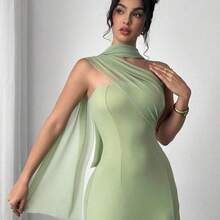Women's New Casual Elegant Mint Green Ribbon Backless Dress, There Are Three Ways To Wear It, You Can Match It With Different Outfits, Suitable For Daily Casual Outings, Beach Vacations, Garden Parties And Other Occasions/Pride Outfits Women/Acation Outfits Woman/Birthday Dress/Teacher Outfits For Women - Amarillo - Ver 6