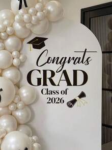 2026 Graduation Party Stickers, Suitable For Background Letters, Removable Self-Adhesive Party Stickers, Graduation Stickers, Applicable For Balloon Arch Decoration, Party Signage, Wall Decor (Black) - Multiple Styles - View 3