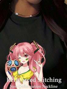 Camiseta de 100% algodón puro con diseño temático de la Copa Mundial y gráficos estilo anime. Transpirable y cómoda, resistente a la decoloración después de múltiples lavados. Imprescindible para animar a tu equipo favorito con estilo. - Negro - Ver 2
