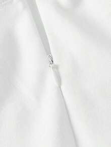 Elegante vestido de tirantes con fruncido en la cintura de color liso - Blanco 2 - Ver 8