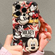 Funda de teléfono de Mickey Mouse de Disney, diseño oficial de personaje de Disney, Mickey de peluche vintage con estrellas rojas, cubierta protectora. Compatible con iPhone 17, 16, 15, 14, 13, 12, 11 Pro Series, con múltiples figuras de Mickey de estilo peluche con estrellas rojas sobre un fondo de impresión de periódico, perfecto para fans de Disney y amantes de Mickey para mostrar a su personaje favorito, ideal para regalos de cumpleaños, fiestas, aniversarios, graduaciones u ocasiones especiales para sorprender a familiares, amigos, compañeros de clase y seres queridos. - Blanco - Ver 5