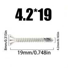 50pcs Zinc-Plated Carbon Steel Self Tapping Screws,#8/M4.2 Flat Head Cross Groove Metal Plate Fully Threaded, Right Hand Thread Direction Screws,For Metal Sheet, Wood, Gypsum Board Labor Day Gifts For Men - A - View 16