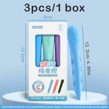 3支装无尘铅笔形橡皮擦 - 美观文具清洁湿巾，精准橡皮擦，适用于办公桌、绘画、教师及家庭办公用品 - 彩色 - 查看 9