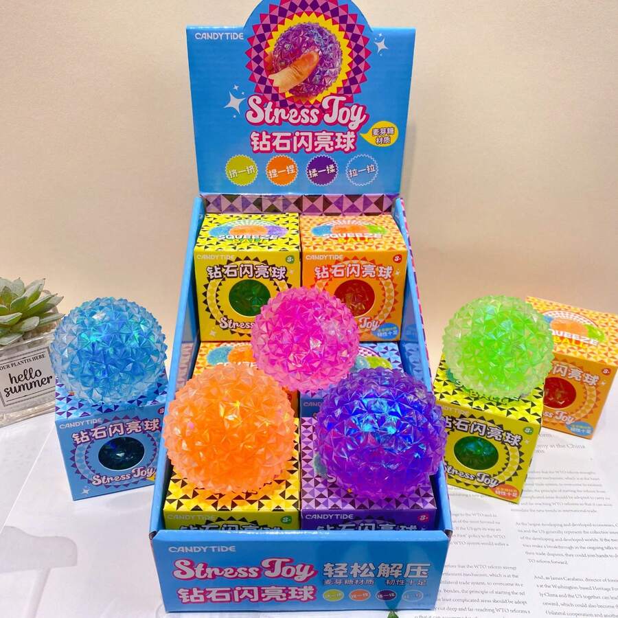 Iridescent Magic Decision Ball Fidget Toy, Building Block Filling Inside, Rustling Sound When Squeezed, Colorful Printed Squeeze Ball, Stress Relief Game Toy For Kids Adults