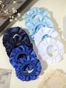 8 chiếc dây buộc tóc xếp ly bằng satin, độ đàn hồi cao, không gây hư tổn tóc, phụ kiện tóc scrunchie mềm mại. - Phối màu - Xem 14