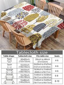 1pc Pastoral Plant Pattern Printed Tablecloth, Modern Polyester Rectangular/Round Waterproof Tablecloth, Digital Printing Suitable For Living Room, Outdoor Dining Table, Small Round Table - Multicolor - View 3