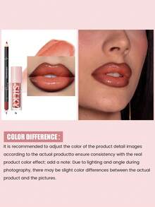 Pudaier 2-In-1 Lip Set: Moisturizing Lip Liner Pencil And Lip Gloss | Waterproof And Smudge-Proof, Defines Lip Shape, Universal Shades | Great Valentine's Day Gift - 11+14 - View 4