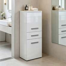 Multifunctional Home Style Bathroom Storage Cabinet With Drawer & 2 Doors, Ultra Slim Narrow Organizer For Small Spaces, Finished In Brown / Matte White / High Gloss White, Ideal For Bathroom, Bedroom, Kitchen, Towels - Multicolor - View 7