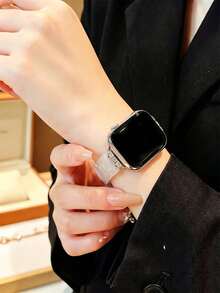 Tương thích với Apple Watch. Dây đeo dạng vòng tay bằng đá tự nhiên cao cấp, tối giản, màu hồng thạch anh, kích thước 38/40/41/42/44/45/46/49mm, dành cho Ultra/SE 2/SE 1/Series 11/10/9/8/7/6/5/4/3/2/1 - vòng tay thạch anh hồng - Xem 3