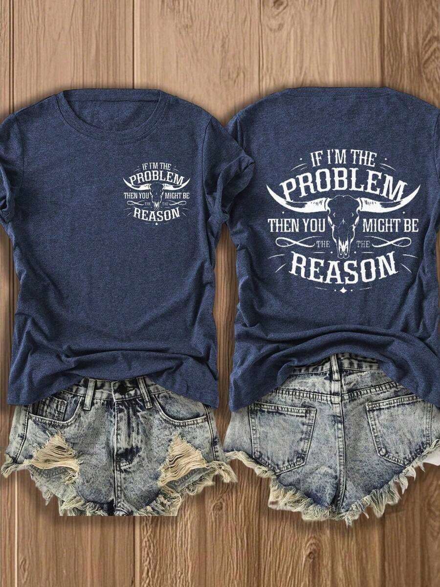 Camiseta Divertida de Matemáticas "Si Soy El Problema" - Camiseta de Algodón con Estampado de Doble Cara | Suave y cómodo | Idea de regalo para matemáticos, para parejas, él y ella - Transpirable y de alta calidad - Azul Marino - Ver 1