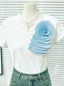9 Color Options New Colorful 3D Pleated Fabric Exquisite Small Brooch, DIY Clothing Decor, Wedding Dress Accessory, Length: 24cm/Width: 14cm - A - View 10