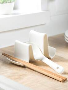 1pc Creative Minimalist Wavy Pot Lid Holder, Plastic Utensil Rack, Countertop Kitchen Storage Rack, Spoon & Chopstick Holder, Kitchen Accessories, Kitchen Utensils, Kitchen Spoon Rest, Kitchen Spoon Rack, Spoon Holder - White - View 5