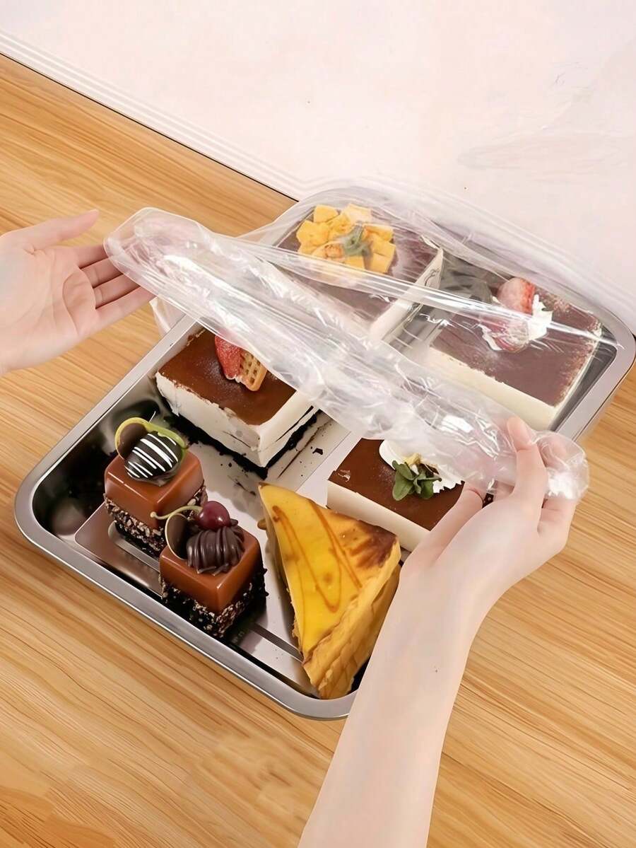 100/50/1入 大尺寸透明食品保鮮膜蓋，食物托盤保鮮膜蓋，廚房食物蓋，塑膠袋，食物儲存袋，麵包蓋，白色食物蓋，塑膠包裝膜，家用塑膠包裝