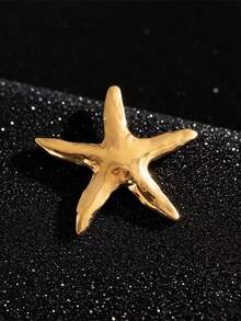 3件套时尚金属海洋主题胸针套装，包含海星、海龟和贝壳图案，适合海滩度假、派对佩戴，也可作为西装和连衣裙的配饰。 - 金色 - 查看 4