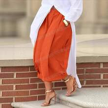 High Waist Pleated Wide Leg Culottes, Casual & Streetwear - Autumn Fragrance Yellow - View 3