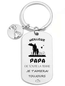 Special Engraved Dad Keychain, With Angel Charm Keychain, Father's Day Gift, Men's Birthday, Father, Stepfather, Grandfather - Silver - View 3