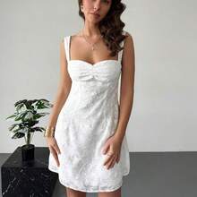 Women's Floral Knit Dress, Wedding Guest Dress, Holiday Dress, Graduation Dress, Date Party Dress, Solid Color Mini White Backless Umbrella Dress, Fitted Dress, Short Dress, Party Dress, Women's Graduation Dress, Teacher Outfit, Teacher Skirt Sexy Party Clubwear ,Tea Break, Perfect For Everyday Wear. It's Also Suitable For Work, Back-To-School, Afternoon Tea, Summer Music Festivals, Western Style, Nomadic Style, Birthday Parties, Graduation Ceremonies, Preppy Style, School Uniforms, Casua - Celeste - Ver 5