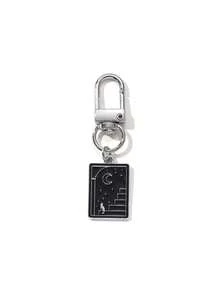 1 pieza Llavero de metal con cuervo estilo gótico, cielo estrellado y gota de aceite, regalo único para amigos, accesorio DIY para bolso, colgante de coche - Multicolor - Ver 14