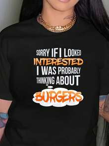 Camiseta gráfica 'Lo siento si parecía que me interesaba' - Suave y ligera, cuello redondo para mujer, top de moda casual para verano - Negro - Ver 7