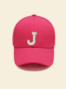 1pc Kids 26 Letters Pattern Baseball Cap, Toddler Boys & Girls Sun Protection Hat, Suitable For Outdoor Daily Wear, Provides UV Protection - Hot Pink - View 3