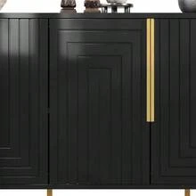 The Black Sideboard (152 X 40 X 75 Cm) Features A Unique Geometric Design And Golden Claw And Shape For Elegant Designs. - Black - 查看 3