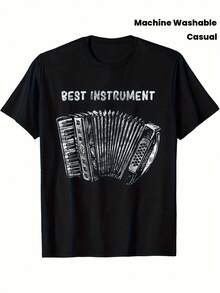 Camiseta para Amantes de la Música de Acordeón - Unisex, Adecuada para Miembros de Bandas y Asistentes a Festivales de Música, Camiseta de Cuello Redondo Lavable a Máquina con Diseño de Acordeón Negro, Ropa Casual de Verano para Fiestas, Conciertos y Atuendos Informales - Prenda Cultural Coleccionable, Una camiseta de manga corta adecuada para el hogar, uso diario, fiestas y viajes-perfecta como regalo para amigos o familiares. - Negro - Ver 1