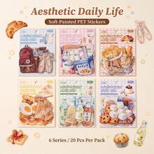 20pcs PET Diary Collage Sticker Hand Account Sticker DIY Collage Supplies Creative Decor Scrapbooking Material Aesthetics Stickers - Stickers - View 2