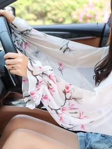 1 chiếc khăn choàng voan tay dài dành cho nữ, kiểu dáng poncho nhẹ nhàng, thoải mái. - hoa huệ trắng - Xem 5