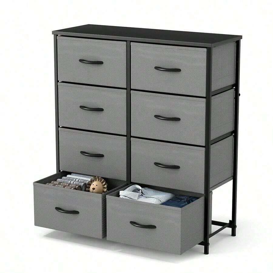 Sweetcrispy Tall Dresser With 8 Fabric Drawers Organizer Units, Chest Of Drawers For Bedroom With Wooden Top - trắng - Xem 1