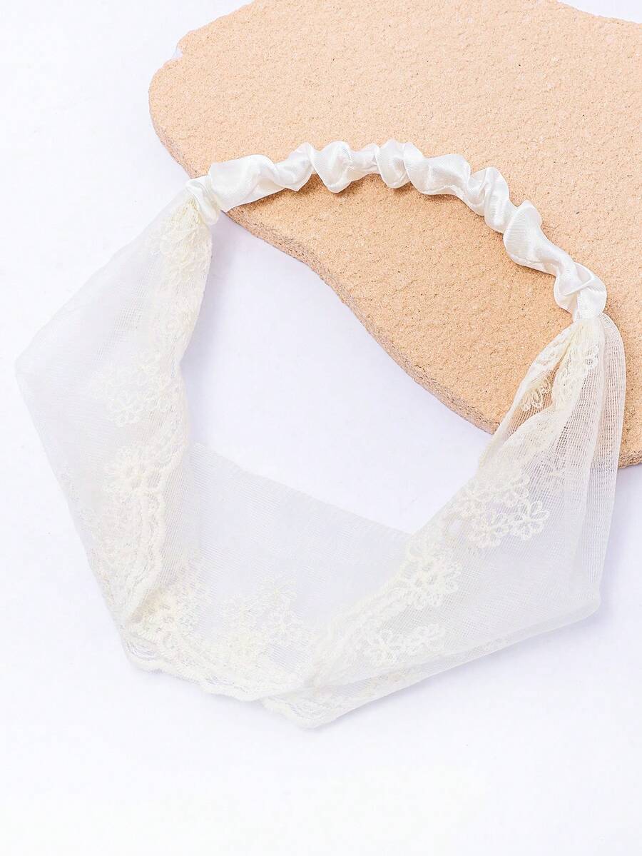 1pc Oversized Floral Embroidered Lace Headband Set,Travel,Birthday - Multicolor - View 1