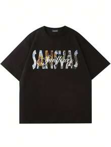 Camiseta de mujer% algodón, camiseta holgada de hombre% algodón con estampado floral, manga corta y cuello redondo, ropa de hombre para verano al aire libre. Ligera, transpirable, éxito de  en verano. - Negro - Ver 12