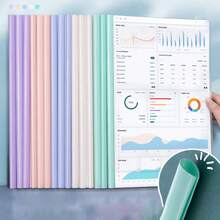 10pcs/Set Transparent A4 Water Drop Shaped File Folders With Pull Rod, Morandi Color Large Capacity Transparent Insertion Page Plastic Pull Rod Clip, Single Page Book Classification Clip, Exam Paper Clip, Document Folder, Transparent Large Capacity Pull Rod Clip Fixed File, Suitable For Office And School, Random Color - A - View 2