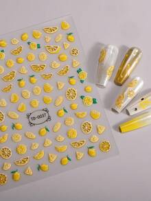 1 Peça Adesivos de Unhas 5D de Limão, Decalques de Frutas em Gelatina com Relevo de Verão Perfeitos para DIY em Casa de Mulheres - Amarelo - Visão 3