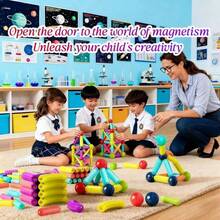 Magnetic Balls And Sticks Building Set For Kids, Colorful Magnetic Building Blocks, STEM Construction And Sensory Toy, Multiple Piece Options, Ages 3+, Suitable For Back-To-School Season, Travel, Classroom Rewards, Birthday Gifts.Random Colors - Multicolor - View 7