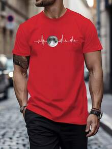 Camiseta para hombre con estampado de planetas y hombros caídos - Negro - Ver 8