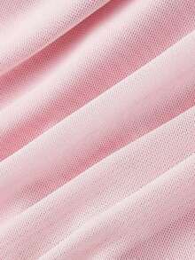 Vestido de longitud media con hombro asimétrico ajustado, fruncido y decoración de hebilla metálica para mujer - Rosa Pálido - Ver 4