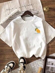 Vintage T-Shirts, 'Jesus Lemonade' T-Shirt, But My Jesus Is Making Lemonade, Women's Graphic T-Shirt, Casual Crew Neck Short Sleeve T-Shirt, Simple Style Graphic Print Sweatshirt - 白色 - 查看 2