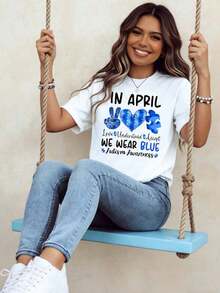En abril nos vistemos de azul para promover la conciencia sobre el autismo, el amor, la comprensión y la aceptación. - Blanco - Ver 4