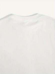 1 pieza de ropa para adolescentes, 100% algodón, cuello redondo, top blanco con diseño de araña, corte holgado, adecuado para el verano. 210g 100% algodón, los diseños están impresos. Unisexo. - Blanco - Ver 7