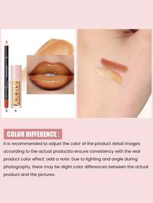 Pudaier 2-In-1 Lip Set: Nourishing Lip Liner Pencil And Lip Gloss | Waterproof & Long-Lasting, Shaping Lips, Universal Shades | Ideal Valentine's Day Gift - 12+15 - 查看 5