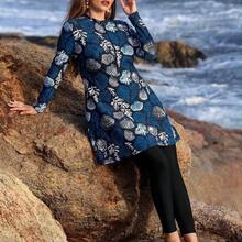 Swim  Plus Size Women's Shell Print Burkini Swim 2pcs/Set Young Women's Gradient ColorSwimsuit With Full Coverage,Modest Swimsuit Blue Outfit For Women Cruise Wear For Women Plus Size Modest Swimsuit,Suitable For Beach,Spring/Summer - Multicolor - Ver 7