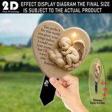 2D平面天使纪念花园插牌，1个装，乡村波西米亚风格户外天使地插，带花环装饰，无需用电，适用于墓地、花盆、花坛装饰，哀悼礼物 - A - 查看 6