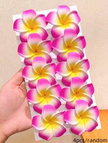 4/8 Stücke/Set Rosenrote künstliche Plumeria Haarspangen, frische florale Seitenclips, süße Haarzubehör - geeignet für Mädchen und Frauen, einfach atmosphärische Frisuren kreieren, perfekt für Strandurlaub, Reisen, tägliches Pendeln, Abschlussfeier Fotos - Verschiedenfarbig - Übersicht 15