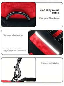 2pcs Reflective Dog Harness And 1.5m Leash, Breathable Pet Harness, Suitable For Small, Medium, Large Dogs And Cats, Anti-Pull Reflective Dog Harness Set, Large Dog Harness And Leash Set - Red - View 8