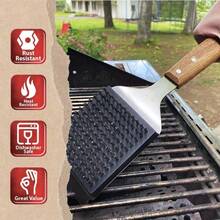 1pc Heavy Duty Grill Cleaning Brush And Scraper - Stainless Steel Bristles With Long Acacia Wood Handle, Scratch-Free Cleaning For Outdoor Grills, Durable Reusable Kitchen Accessory, Barbecue Tool - A - View 4